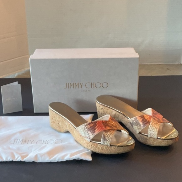Jimmy Choo Geranium Snake Print leather Panna size 39 - Picture 2 of 14